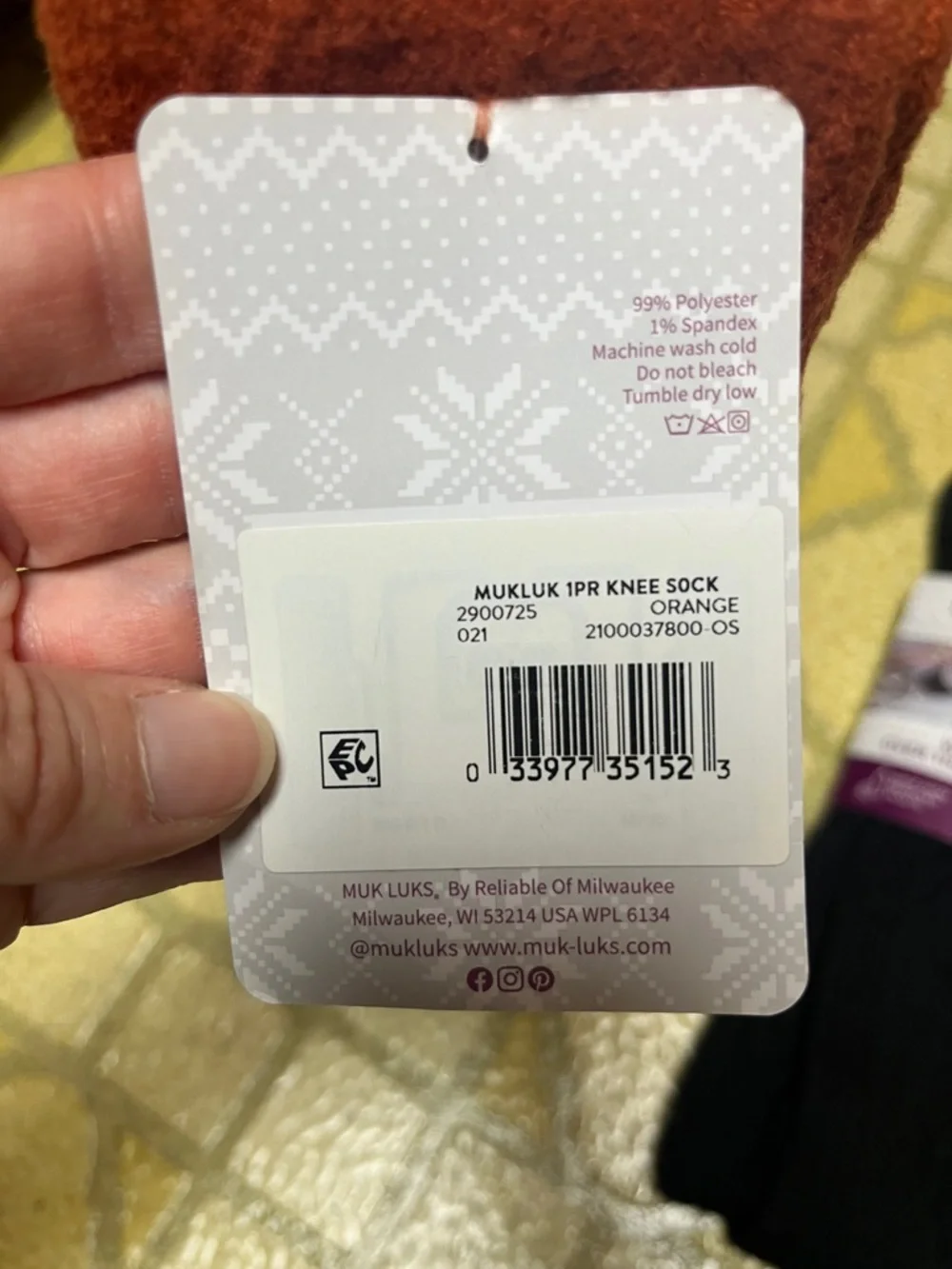 2 New Muk Luks Over The Knee Socks in Black and Orange - Picture 4 of 13